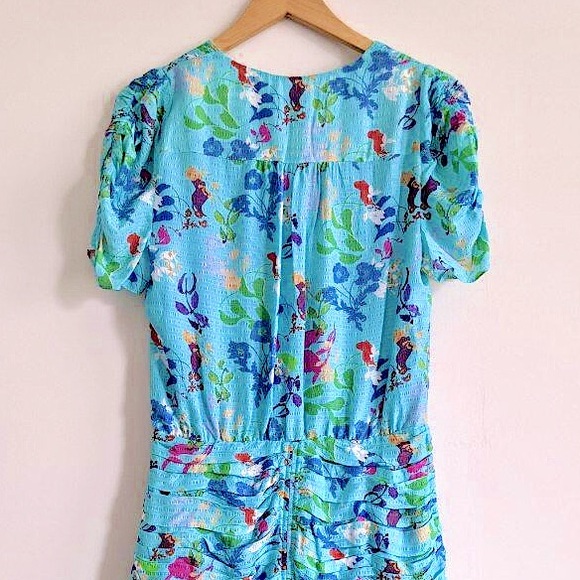 TANYA TAYLOR SILK ZORA RUCHED SHORT SLEEVE DRESS - Picture 9 of 12